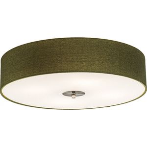 QAZQA drum jute - Moderne Plafondlamp met kap - 4 lichts - Ø 500 mm - Groen - Woonkamer | Slaapkamer | Keuken