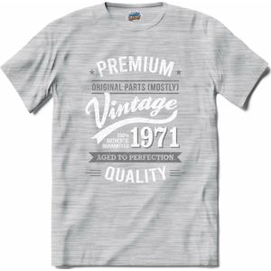 Vintage Legend Sinds 1971 - verjaardag en feest cadeau - Kado tip - T-Shirt - Unisex - Donker Grijs - Gemêleerd - Maat XL