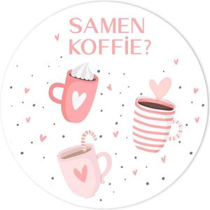 Samen Koffie Sluitzegels - 15 Mooie Koffie Stickers - Cadeaustickers - 45 mm Sluitzegel Stickers - Goedkope Sluitstickers - Envelop Stickers, Vriendschapstickers, Cadeauzakje Stickers, Tegen Eenzaamheid, Inpakken, Cadeau - Vriendinnen