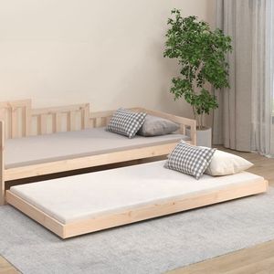 The Living Store Bedframe Grenenhout - Tijdloos ontwerp - Stabiel en stevig - Handige wieltjes - 203.5 x 94 x 13 cm - Geschikt voor matras 90 x 200 cm