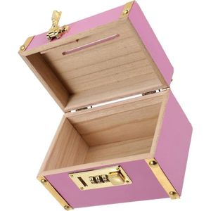 4 stuks schatkist voor kinderen - opbergkoffer met slot en spaarpot van hout - geld cadeau idee - muntenbank voor kinderen - houten muntenbox