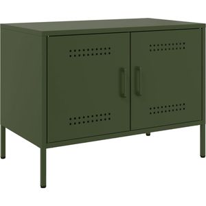 vidaXL - Tv-meubel - 68x39x50,5 - cm - staal - olijfgroen