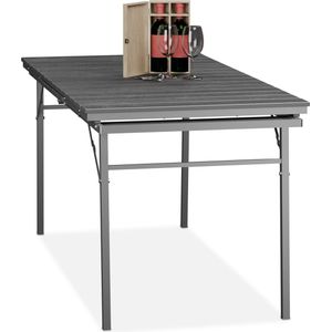 Relaxdays tuintafel - buitentafel - campingtafel - eettafel - uitschuifbaar - inklapbaar - grijs