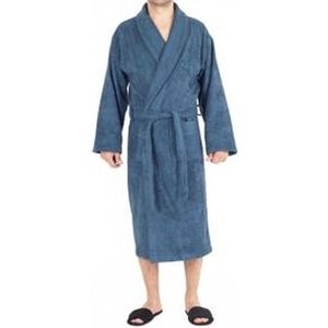 Bamboe Sauna Badjas Petrol - L/XL - unisex - hotelkwaliteit - badstof badjas - luxe badjas - ochtendjas - duster - sjaalkraag - badmantel