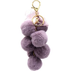 Sleutelhanger - Fluffy Druiven - Lengte 14 cm - Paars