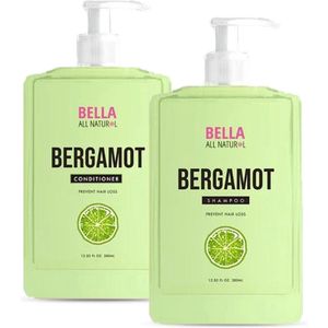 Bella all Natural | Bergamota Shampoo & Conditioner | set van 2 | 2x380ml | Voor natuurlijke glans | Tegen haarverlies | helpt haar te hydrateren | kalmeert de hoofdhuid