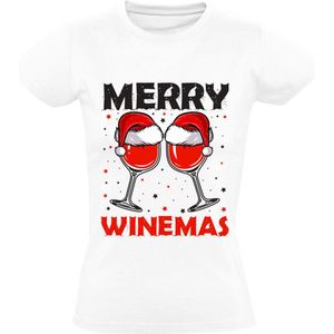 Merry Winemas Dames T-shirt - wijn - Fout kerst shirt - christmas - kerstmis - cadeau - grappig