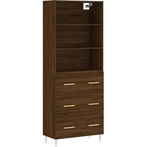 vidaXL - Hoge - kast - 69,5x34x180 - cm - bewerkt - hout - bruin - eikenkleur