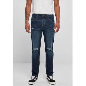 Urban Classics - Distressed Strech Denim Broek rechte pijpen - Taille, 36 inch - Donkerblauw