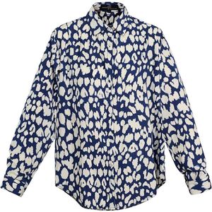 Blouse panter print - dames - lente/zomer - blauw - maat S