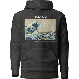 Hokusai 'De Grote Golf van Kanagawa' (""The Great Wave off Kanagawa"") Beroemd Schilderij Hoodie | Unisex Premium Kunst Hoodie | Charcoal Heather | M