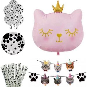Poezen decoratie pakket 43-delig Cat Princess Roze - kat - poes - huisdier - poezen - decoratie - slinger - ballon