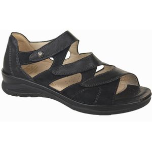 Fidelio-art 496016 60-zwart-leer-dames-sandaal-3klit-dichte hiel-maat 39
