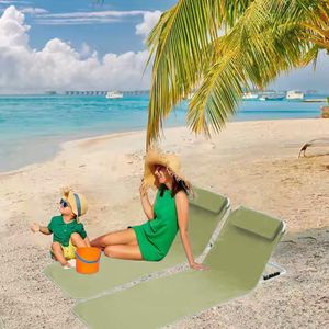 Ligstoel, strandligstoel, opvouwbaar, lichtgewicht, strandstoel met 5-traps verstelbare hoogte, strandmat met rugleuning, strandmat opvouwbaar voor buiten, strand, camping, terras, groen