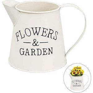 TRANKIELO® - IJzeren Landelijke Bloempot – Retro Stijl Water Kruik – Decoratieve Vaas voor Tuin en Woonkamer – Vintage Farmhouse Stijl – Duurzaam en Veelzijdig