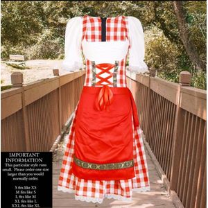 Benelux Wears - Boeren Tirol - Oktoberfest - 1-Delig Dirndl Jurk - Bierfeest - Fancy Party - Verkleedkleding - Maat L - 40