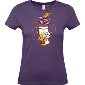 Dames T-shirt Alaaf Bier | Carnaval | Carnavalskleding Dames Heren | Paars | maat XS