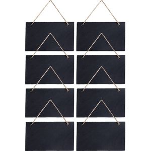 Navaris set van 8 krijtborden - Gemaakt van leisteen - 25 x 15 cm per stuk - Dubbelzijdig beschrijfbaar - Met touwtje op te hangen