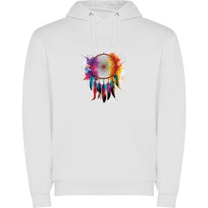 Witte unisex hoodie met “ Kleurrijke Dromenvanger “ Print Full Color merk Roly maat L