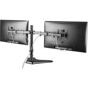 Dual Arm Cantilever Vrijstaande Bureauhouder voor 13 tot 32 inch Monitor Zwart