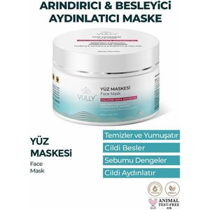 VULLY Gezichtsmasker Zuiverend / Voedend en Verhelderend Kleimasker (hyaluronzuur-avocado-olie) / Voor Alle huidtypes / 150 ml