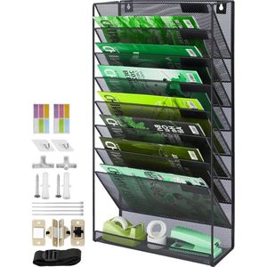 Tier A4 Mesh in Tray Opknoping Muur Bestand Houder - Tijdschrift Document Houder - Magazine Opslag Rack - Duurzaam Metalen Mesh Archiefopslag
