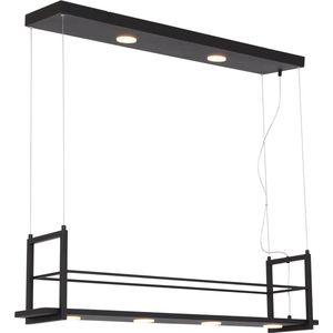 Zwarte verstelbare eettafellamp met frame | 6 lichts | zwart | metaal | in hoogte verstelbaar tot 150 cm | eetkamer / eettafel lamp | modern / sfeervol design