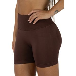 Gymhunterz - Fitness short - Shorts met hoge taille - Shorts Gym Sport - Hardloop - Yogashorts voor dames - Sneldrogend, ademend en rekbaar - Spandex / Nylon - Kleur Bruin - Maat S