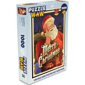 Puzzel Vintage Kerstman - Kerst - Legpuzzel - Puzzel 1000 stukjes volwassenen - Kerst - Cadeau - Kerstcadeau voor mannen, vrouwen en kinderen