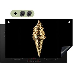 KitchenYeah® Inductie beschermer 89.6x51.6 cm - IJs - Goud - Zwart - Eten - Kookplaataccessoires - Afdekplaat voor kookplaat & Spatscherm achterwand - Inductiebeschermer - Inductiemat - Inductieplaat mat - Keuken decoratie