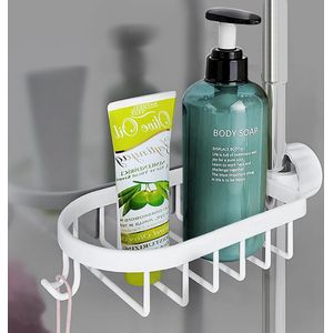 Doucherek zonder boren, hangende doucherek, doucheplank/badkamerorganizer, shampoohouder voor de douche. voor 18-27 mm douchestangen (wit)
