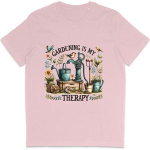 Leuk Dames T Shirt - Tuinieren Is Mijn Therapie - Roze - M