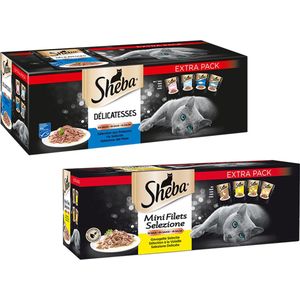 Sheba natte voeding kat - DUO PACK - verschillende smaken - 80 stuks - 6800 gram