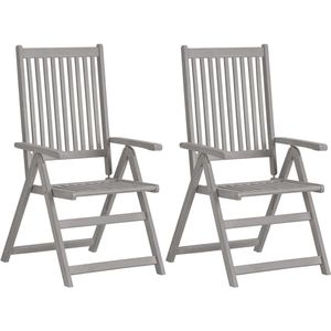 vidaXL Tuinstoel - Tuinstoelen - Stoel - Stoelen - Tuinstoelen 4 st verstelbaar met kussens massief acaciahout