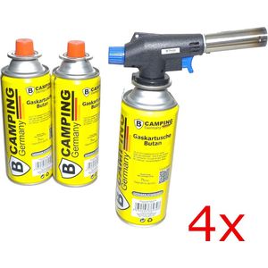 Gasbrander universeel met piëzo ontsteking en regelbare vlam Crème brûlée incl. 4x gasfles
