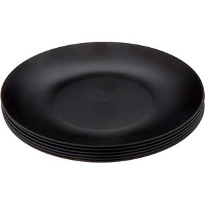 Herbruikbare plastic borden - Set van 6 zwarte 25 cm borden - BPA-vrij, vaatwasmachinebestendig, binnen/buiten modern design servies servies (zwart)