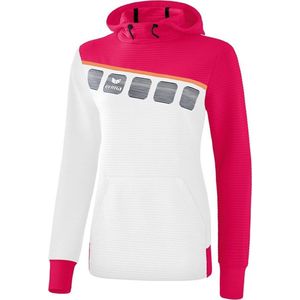 Erima Teamline 5-C Sweatshirt met Capuchon Dames Wit-Love Rose-Peach Maat 34