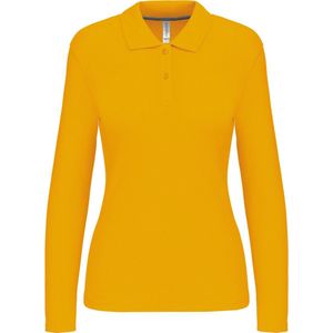 Polo Dames XXL Kariban Kraag met knopen Lange mouw Yellow 100% Katoen