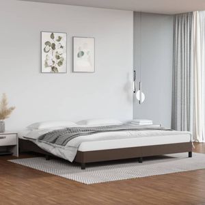 The Living Store Bedframe - Kunstleer - Multiplex - Bruin - 203x203x25cm - Geschikt voor 200x200cm matras