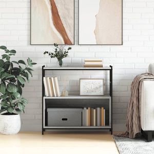 The Living Store Boekenrek - Industrial - Opbergrek - 80 x 30 x 78.5 cm - Grijs Sonoma Eiken