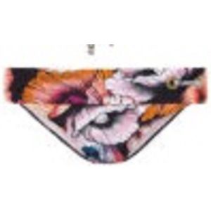 Beachlife - California Poppies - bikinislip - zwart met bloemenprint - maat 42 / XL