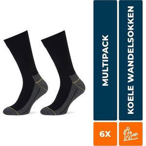 6-Pack Koele Wandelsokken Met Coolmax Walker - Zwart - Unisex - Maat 47-50
