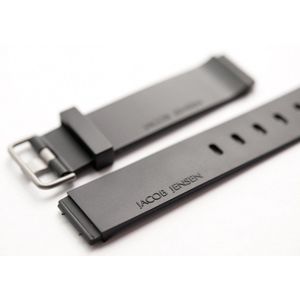 Horlogeband Jacob Jensen 712, 722, 730, 731, 732, 733, 738, 740, 741, 742, 743 - 17mm - Zwart Rubber - Stalen Gesp