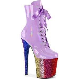 Pleaser - FLAMINGO-1020HG Plateau Laarzen, Paaldans schoenen - US 5 - 35 Shoes - Paars/Regenboog