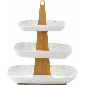 Etagere Porselein marmerlook 3 delige - Wit