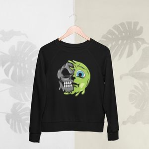 Feel Free - Halloween Sweater - Smiley: Misselijk gezicht - Maat XL - Kleur Zwart