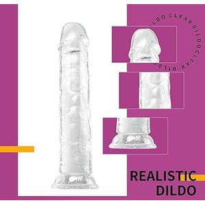 seksspeelgoed voor koppels, anale dildo's, realistische siliconen dubbele dildo met 3D-testikels 21.5 cm