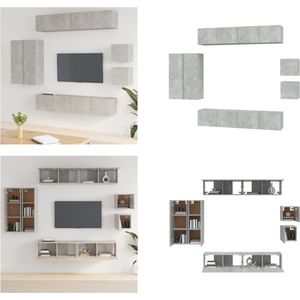 vidaXL 8-delige Tv-meubelset bewerkt hout betongrijs - Tv-kast - Tv-kasten - Tv-meubel - Hifi-meubel