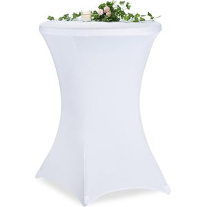 relaxdays statafelhoes 80 cm - statafelrok - tafellaken - staantafelhoes - hoes stretch wit