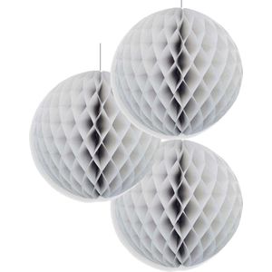 Papieren kerstballen - 3x - grijs - 10 cm - kerstversiering voor kerstboom